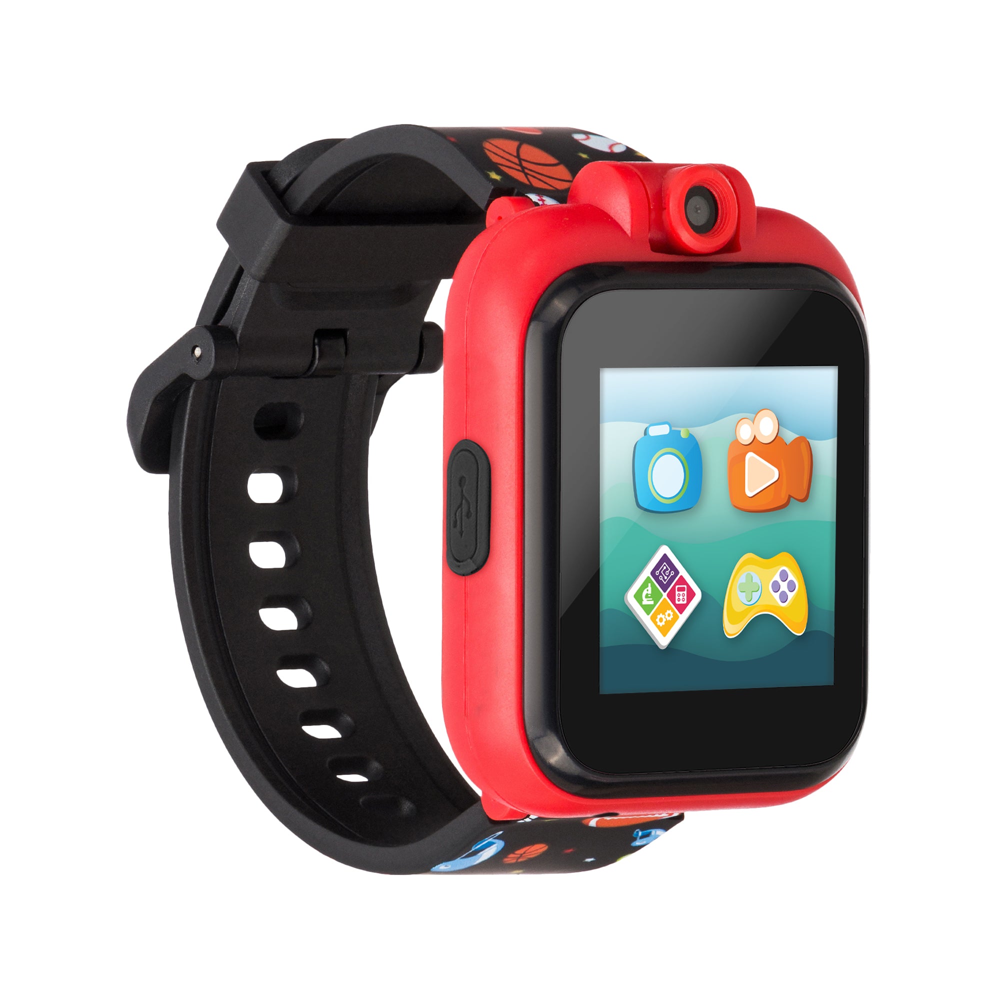 PlayZoom 2 Kids Smartwatch with Headphones: Black Sports Print affordable smart watch with headphones
