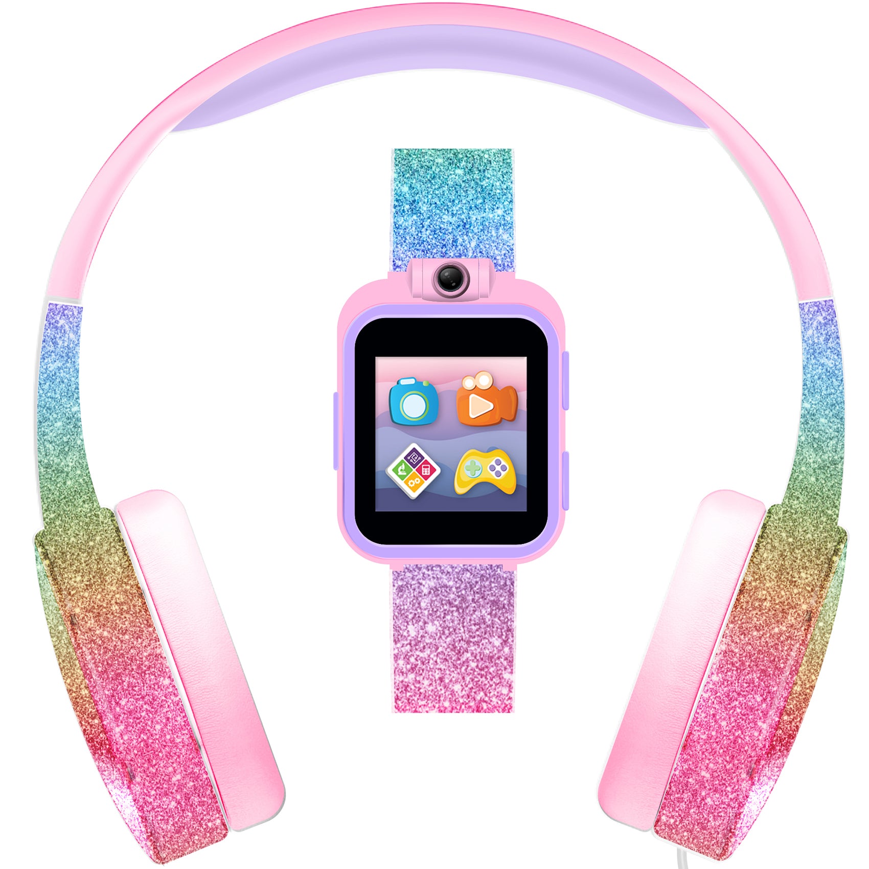 PlayZoom 2 Kids Smartwatch with Headphones: Pink Rainbow Glitter affordable smart watch with headphone