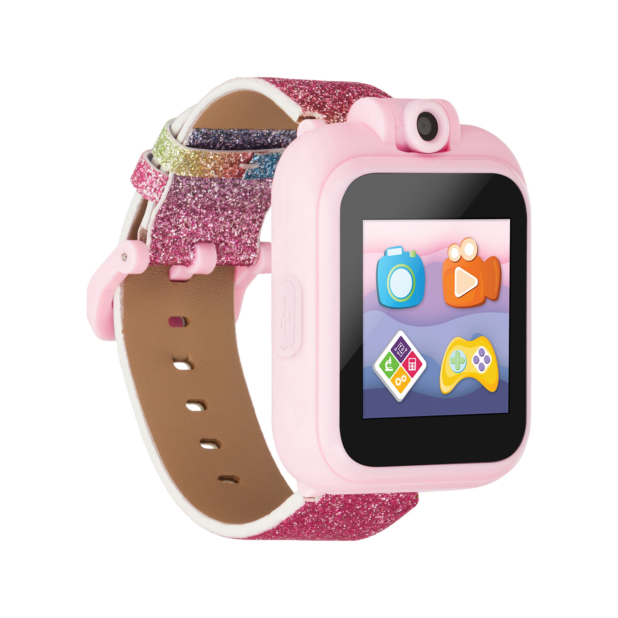 PlayZoom 2 Kids Smartwatch with Headphones: Pink Rainbow Glitter affordable smart watch with headphone