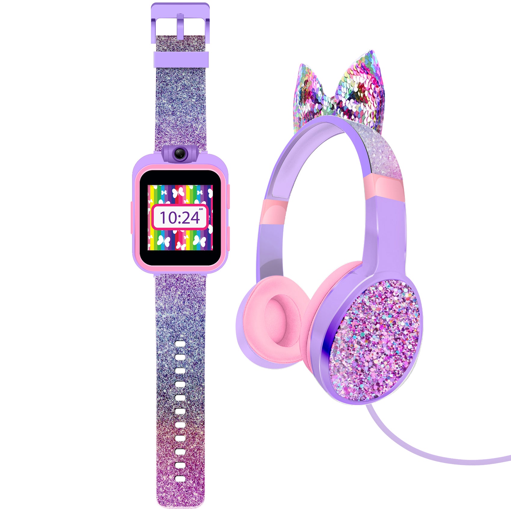 PlayZoom 2 Kids Smartwatch with Headphones Purple Glitter