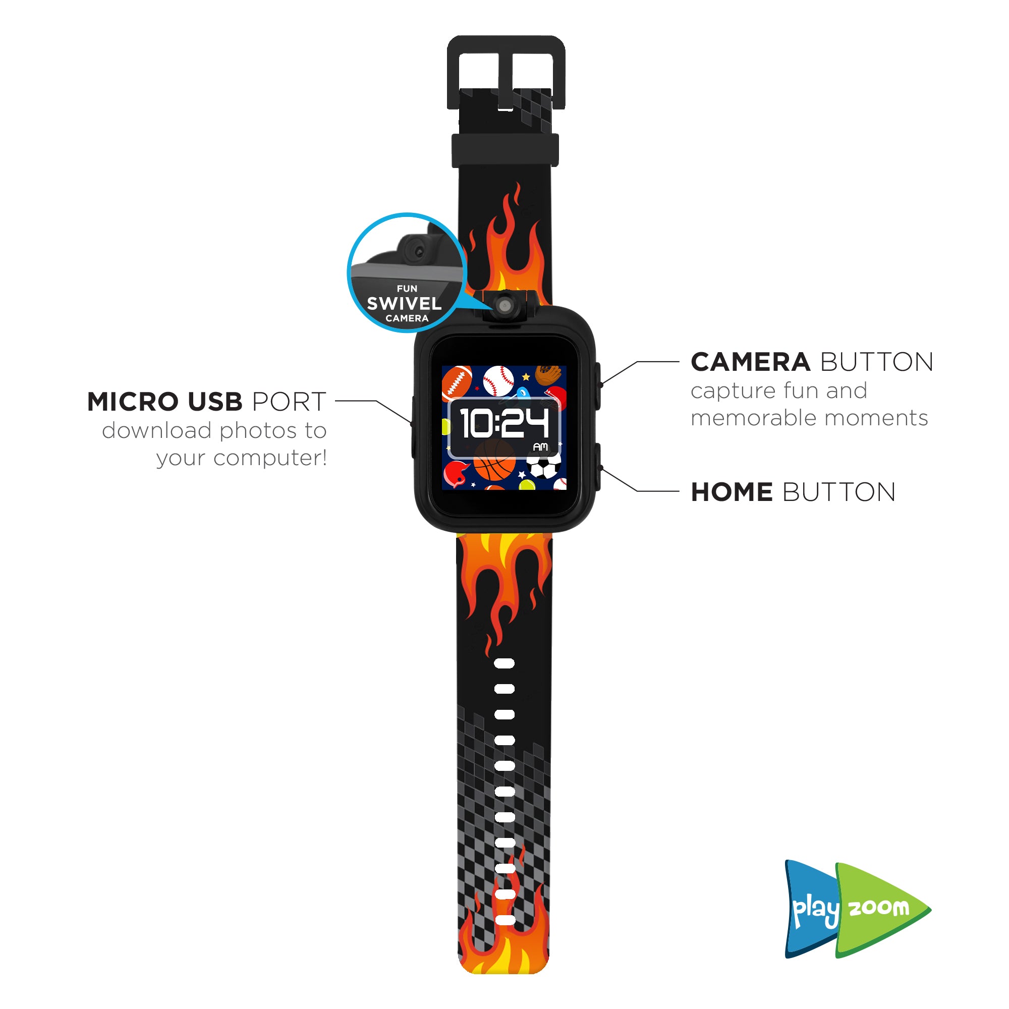 PlayZoom Smartwatch for Kids: Flame Print affordable smart watch