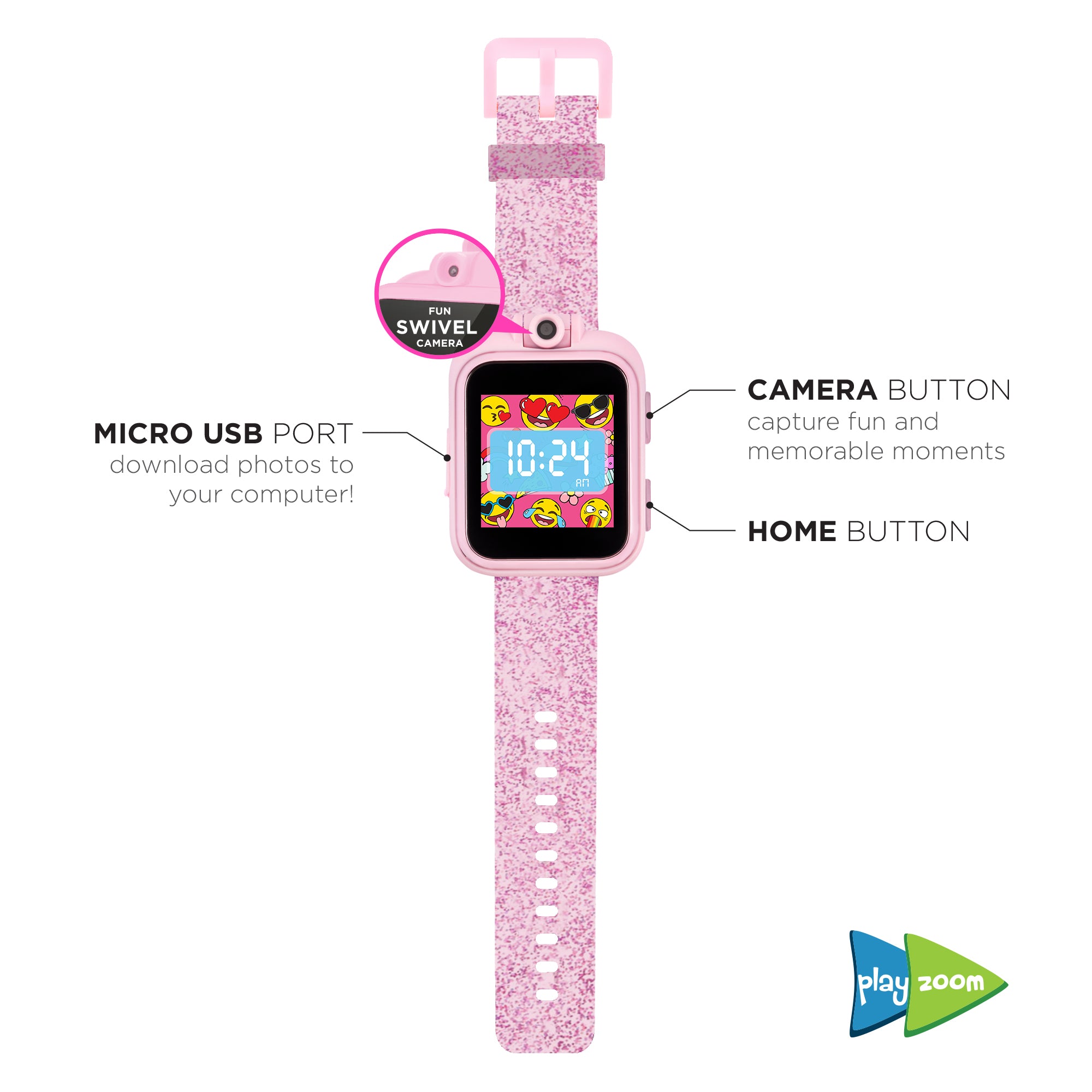 PlayZoom Smartwatch for Kids: Pink Glitter affordable smart watch