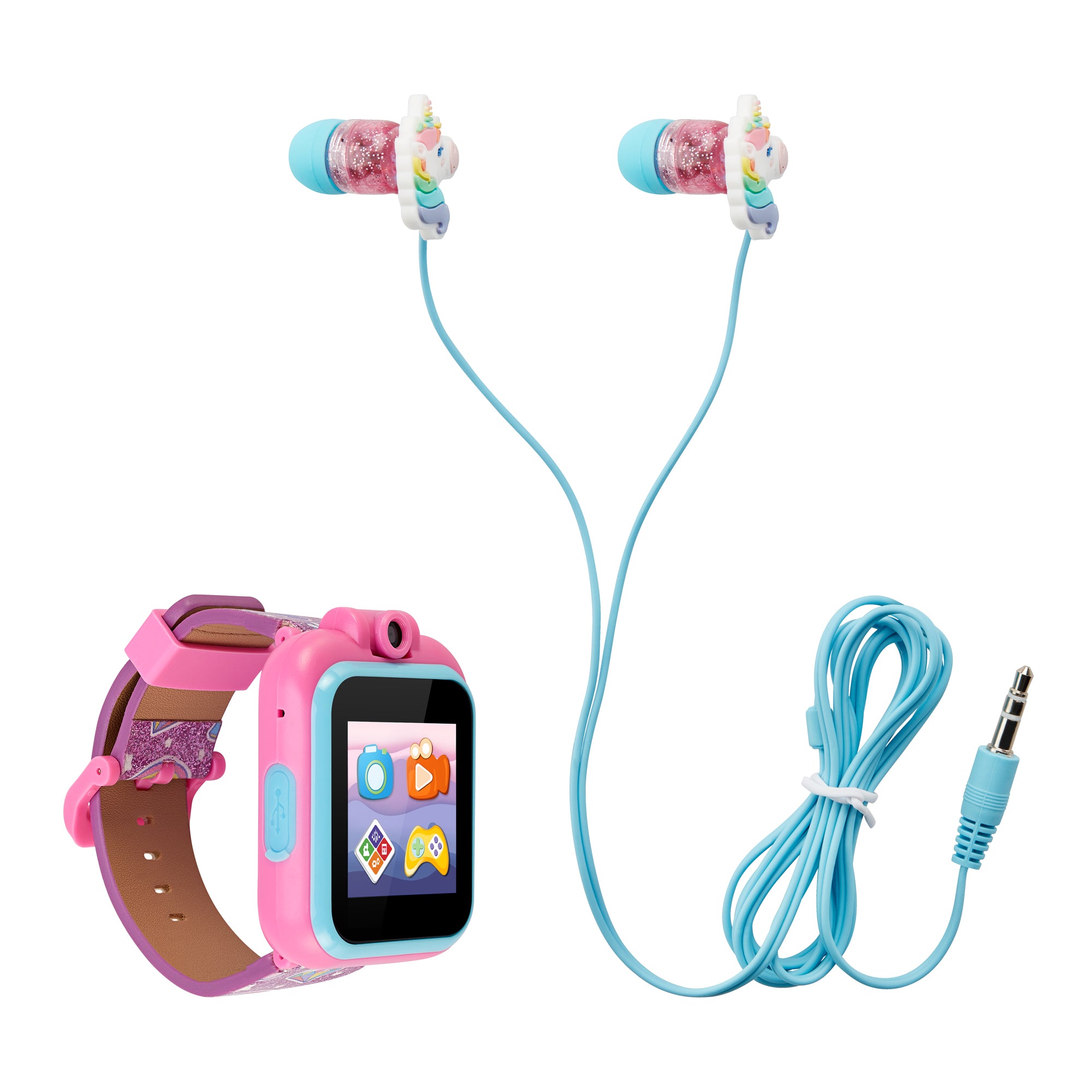 Playzoom Kids Smartwatch & Earbuds Set: Purple Glitter Unicorn