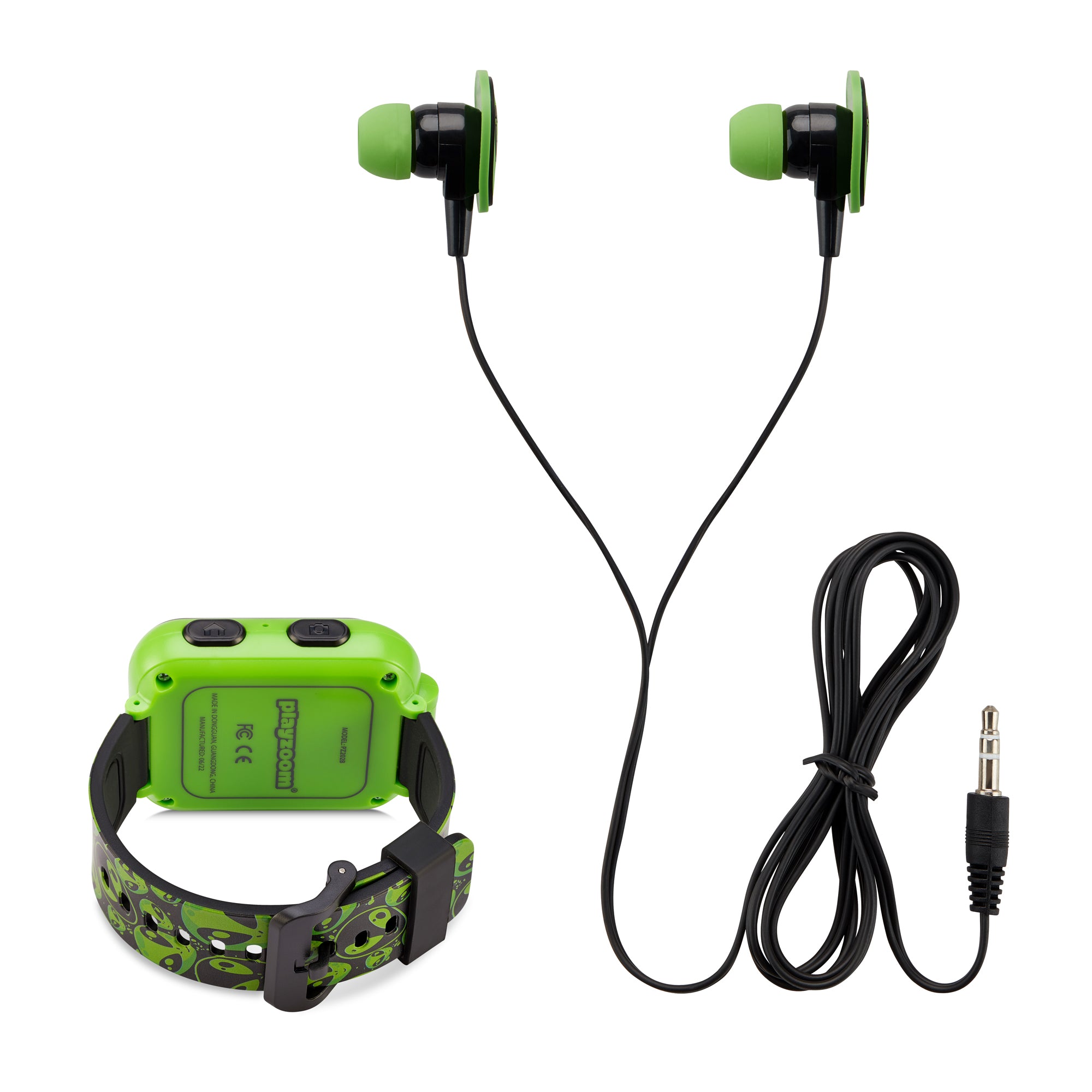 Playzoom Kids Smartwatch & Earbuds Set: Black/Green Alien